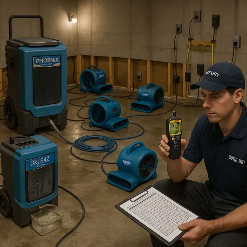 Structural Drying and Dehumidification process in Westby, WI